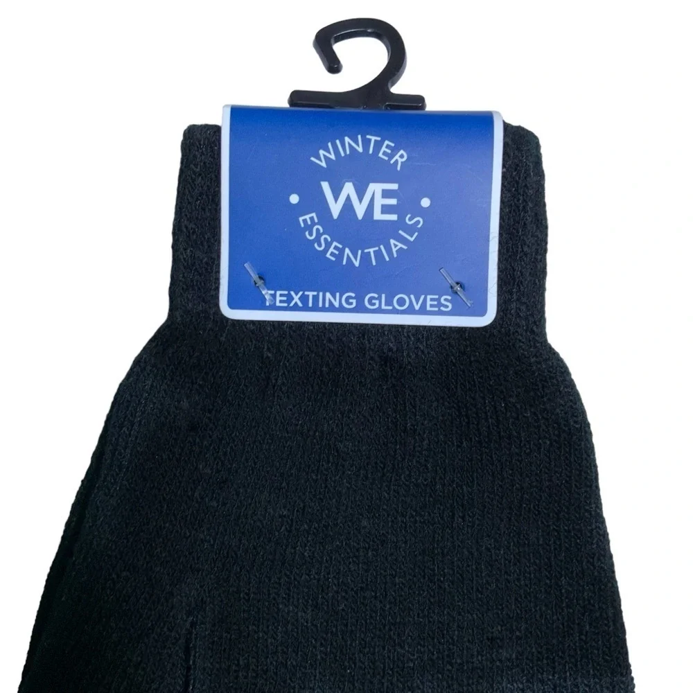 We Texting Touchscreen Gloves 2 Pair Warm Winter Stretchy Knit Black OS Unisex